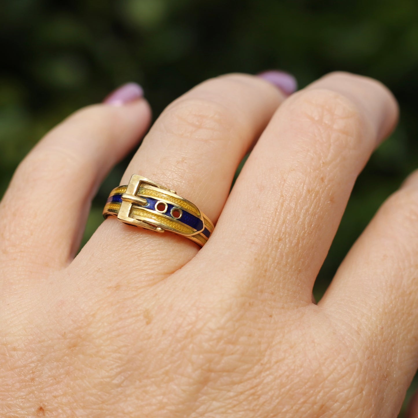 Victorian Enamel Buckle Ring size N1/2 or 7