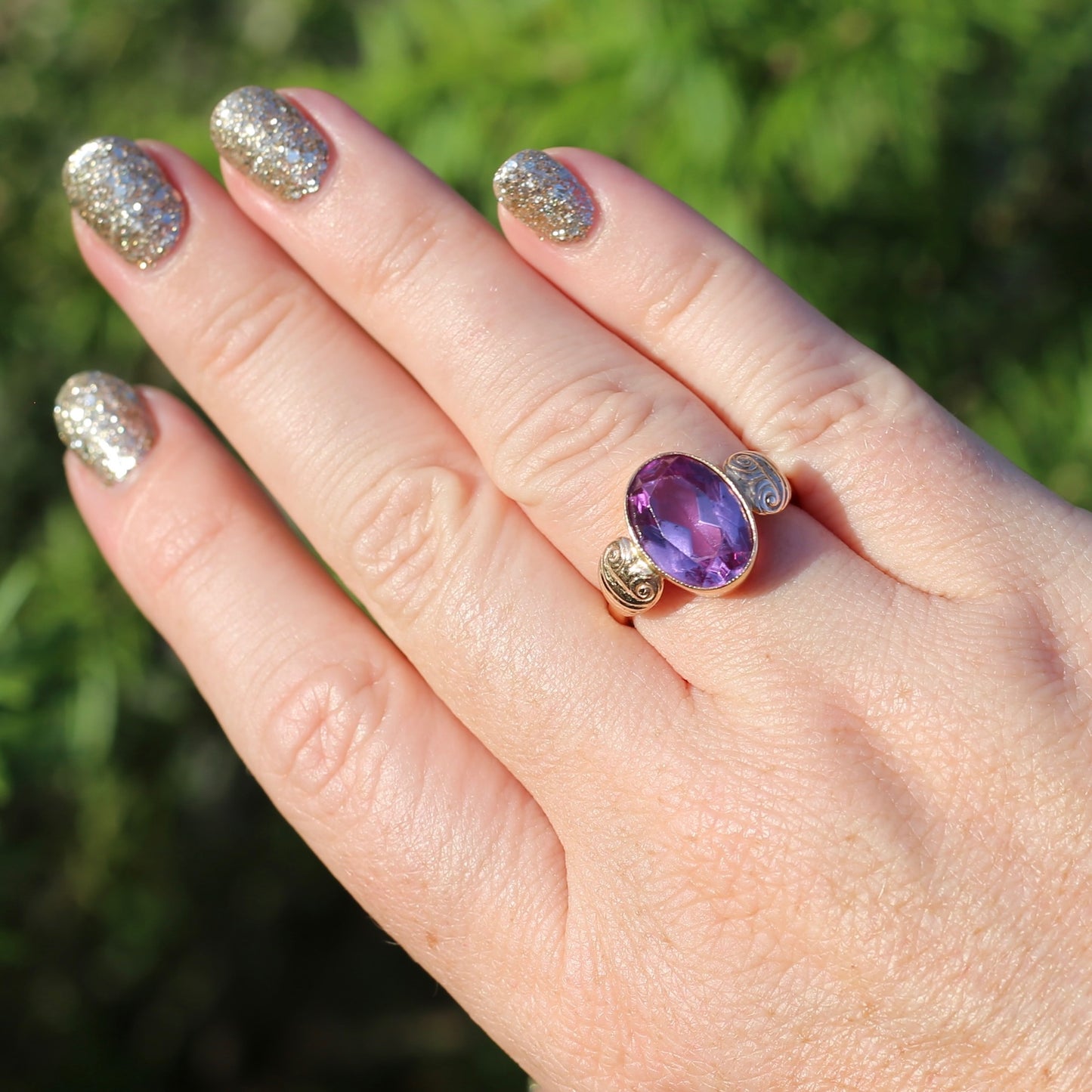 7ct Colour Change Sapphire Russian Cocktail Ring 1960s-1970s, 14ct Rose Gold, size Q or 8.25