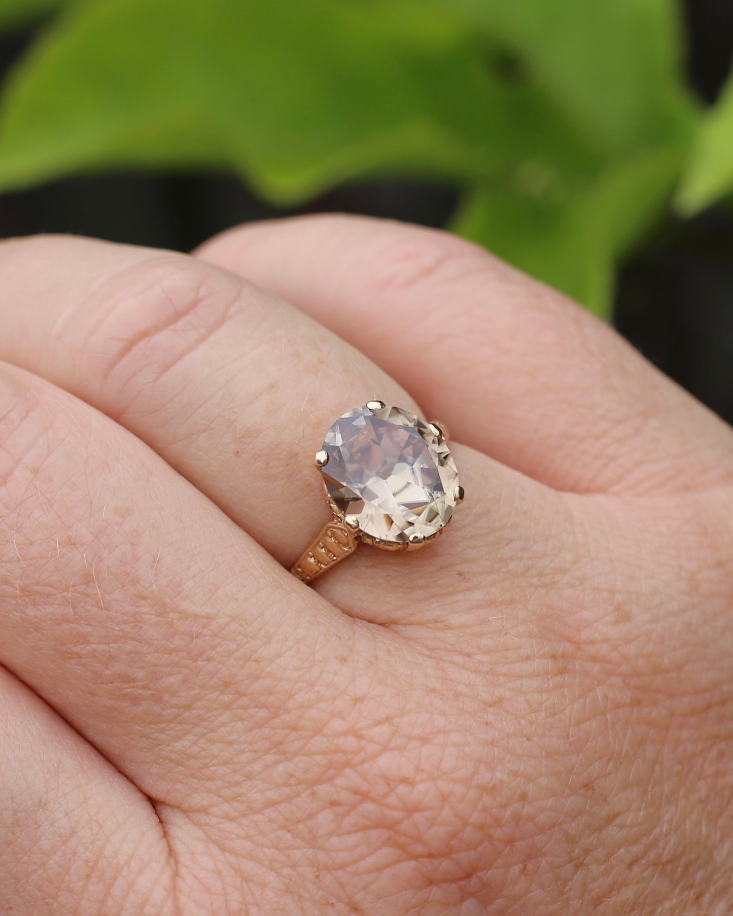 5.68ct Oval Natural Australian Zircon, In 1973 Birmingham Made Ring, 9ct Yellow Gold, size O1/2 or 7.5, 3.41g