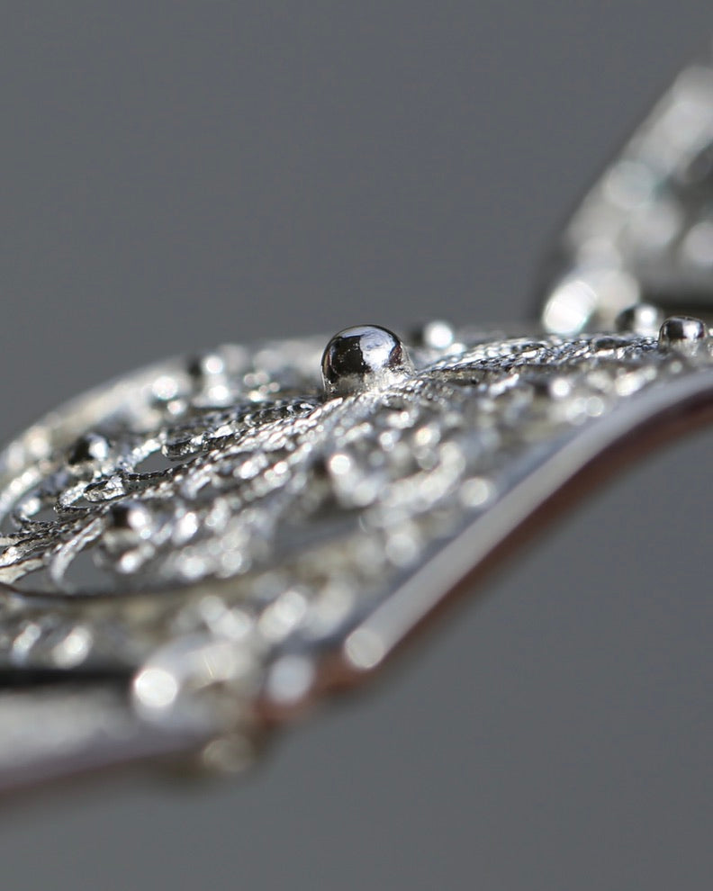 Vintage Filigree 835 Silver Bracelet with Safety Clasp, 835 European Silver, 20.75g, 7.5 inches or 19cm