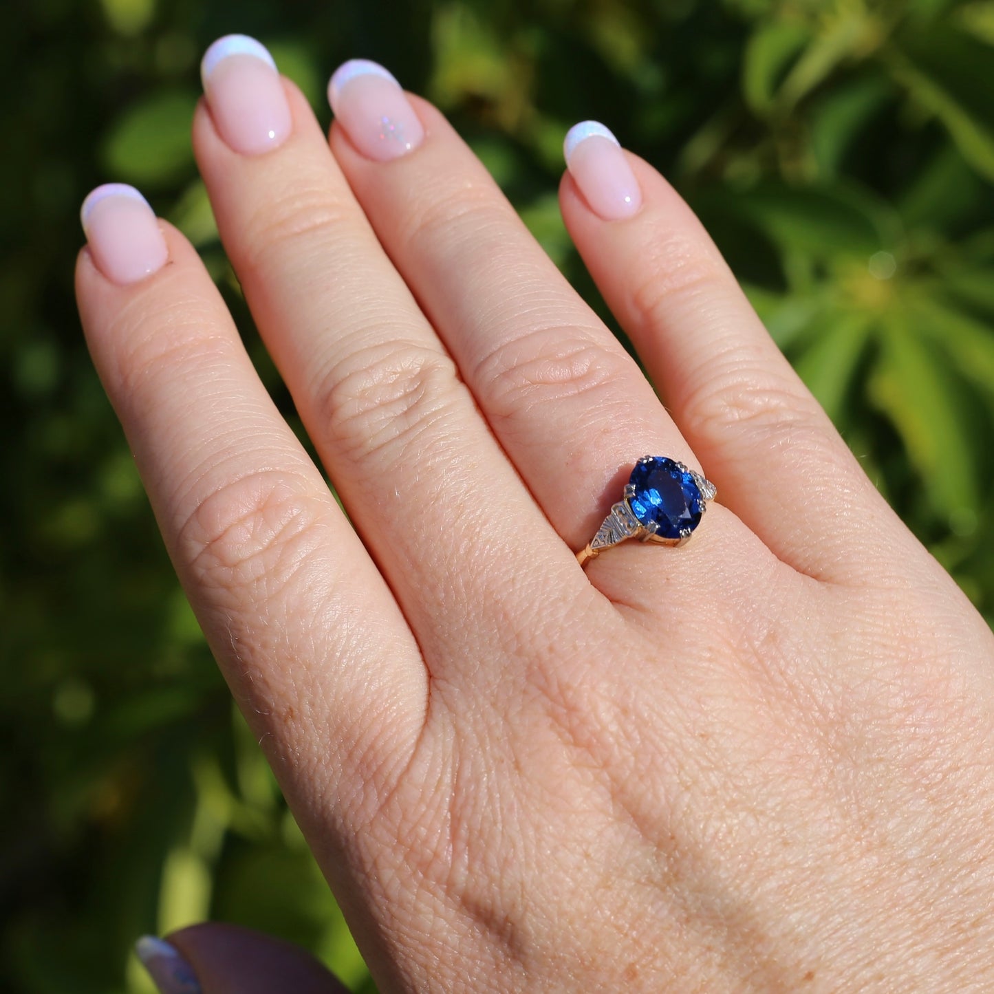 Early Australian Wendts Blue Spinel Ring, 18ct Gold & Platinum, size N or just smaller than 6.75