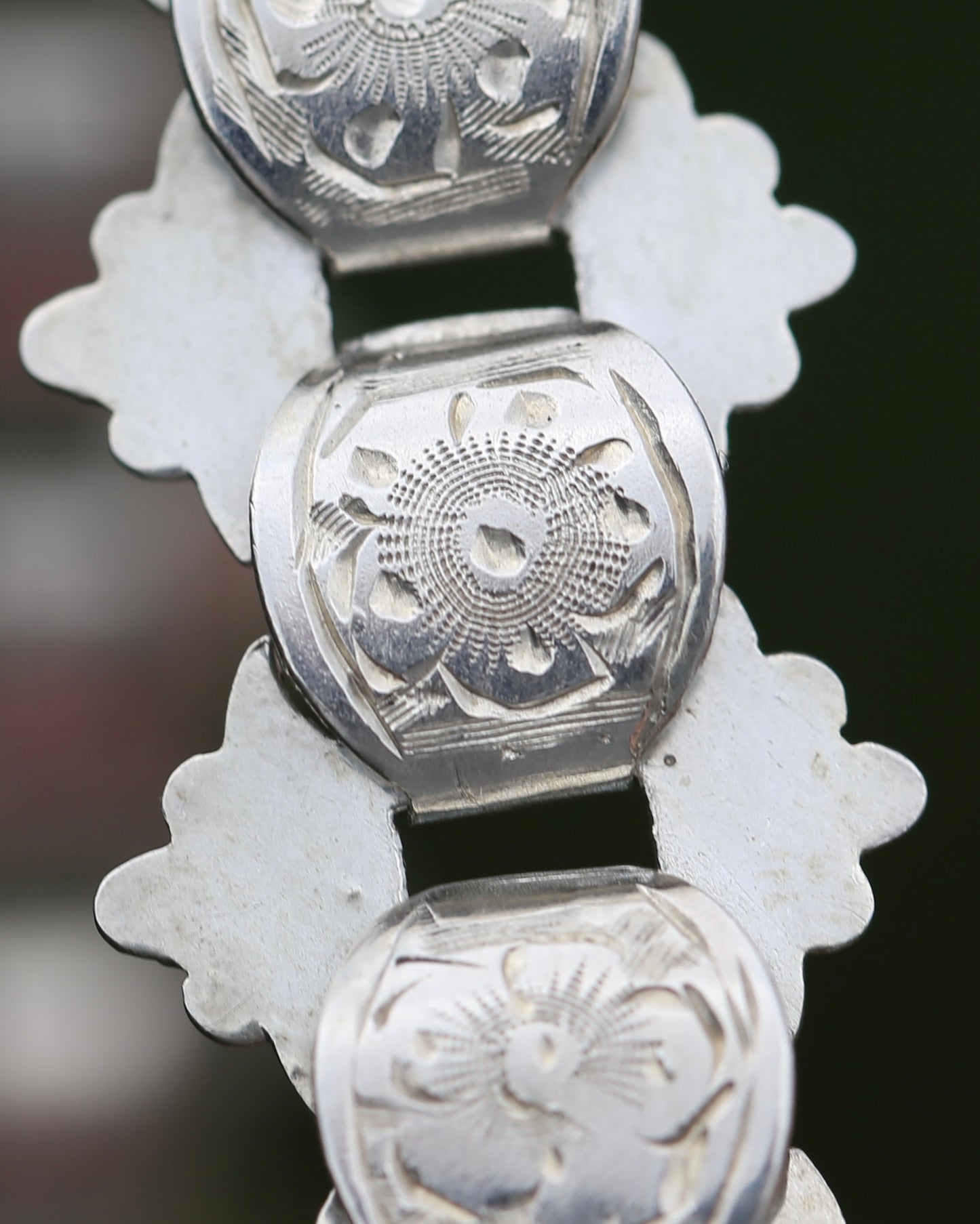 Antique Victorian Floral Book Chain, Silver, 45cm or 7.75 inches, 22.43g