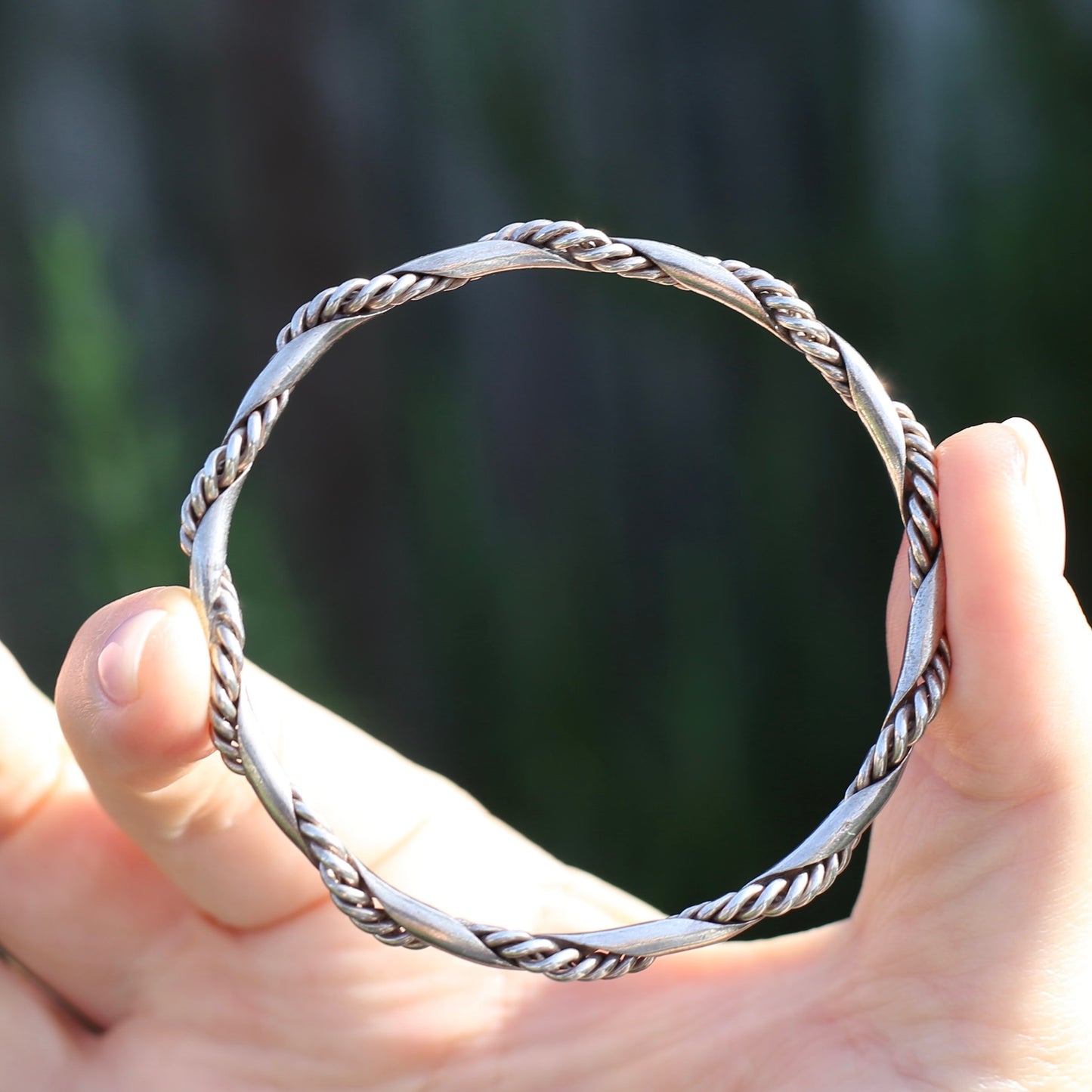 Twisted Rope Silver Bangle, Sterling Silver, 16.6g