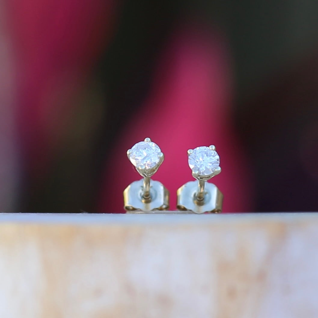 0.35ct TDW Diamond Studs, 10ct Yellow Gold Studs, 4 Claw Gold, 10ct Yellow Gold