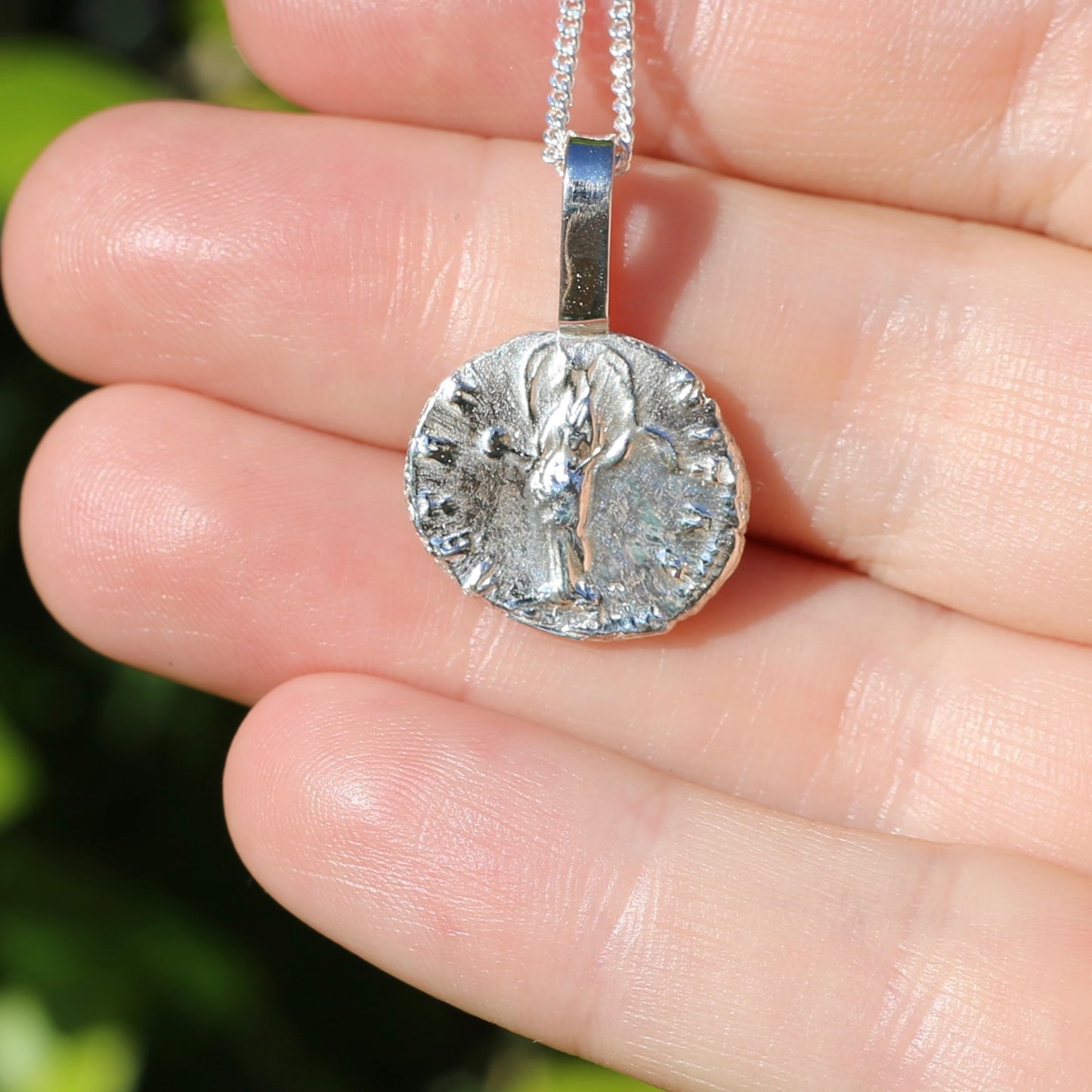 Eternity Pendant - Roman Goddess Aeternitas or Providentia, Cast From a 141-161AD Silver Denarius, avail in  Silver and Gold