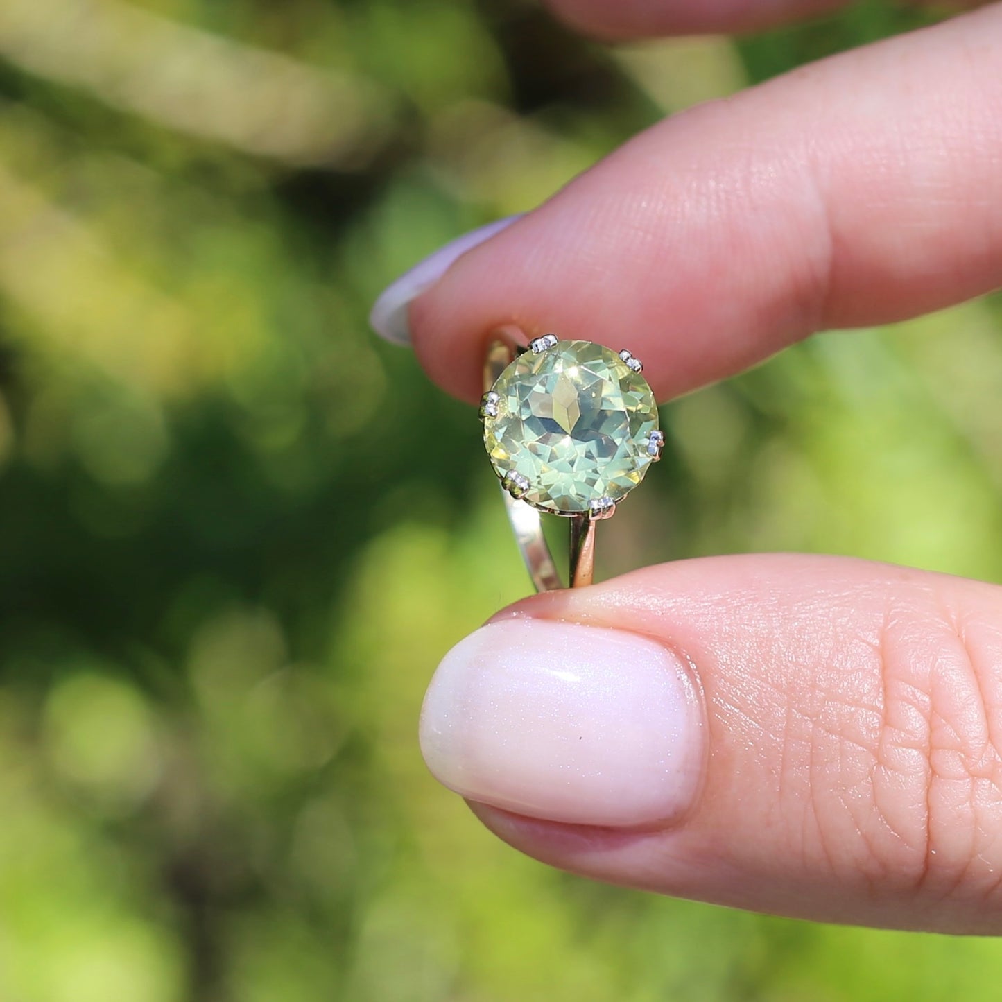 3.63ct Lemon Quartz in 6 Double Claw Basket, 9ct Yellow Gold, size L or 5.75