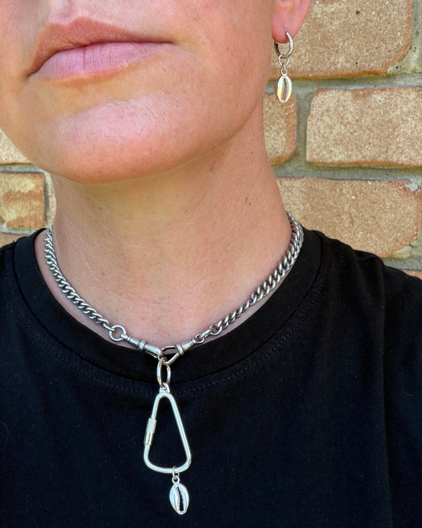 Sterling Silver Carabiner on Chunky Soldered Jump Ring, 5.7-5.9g
