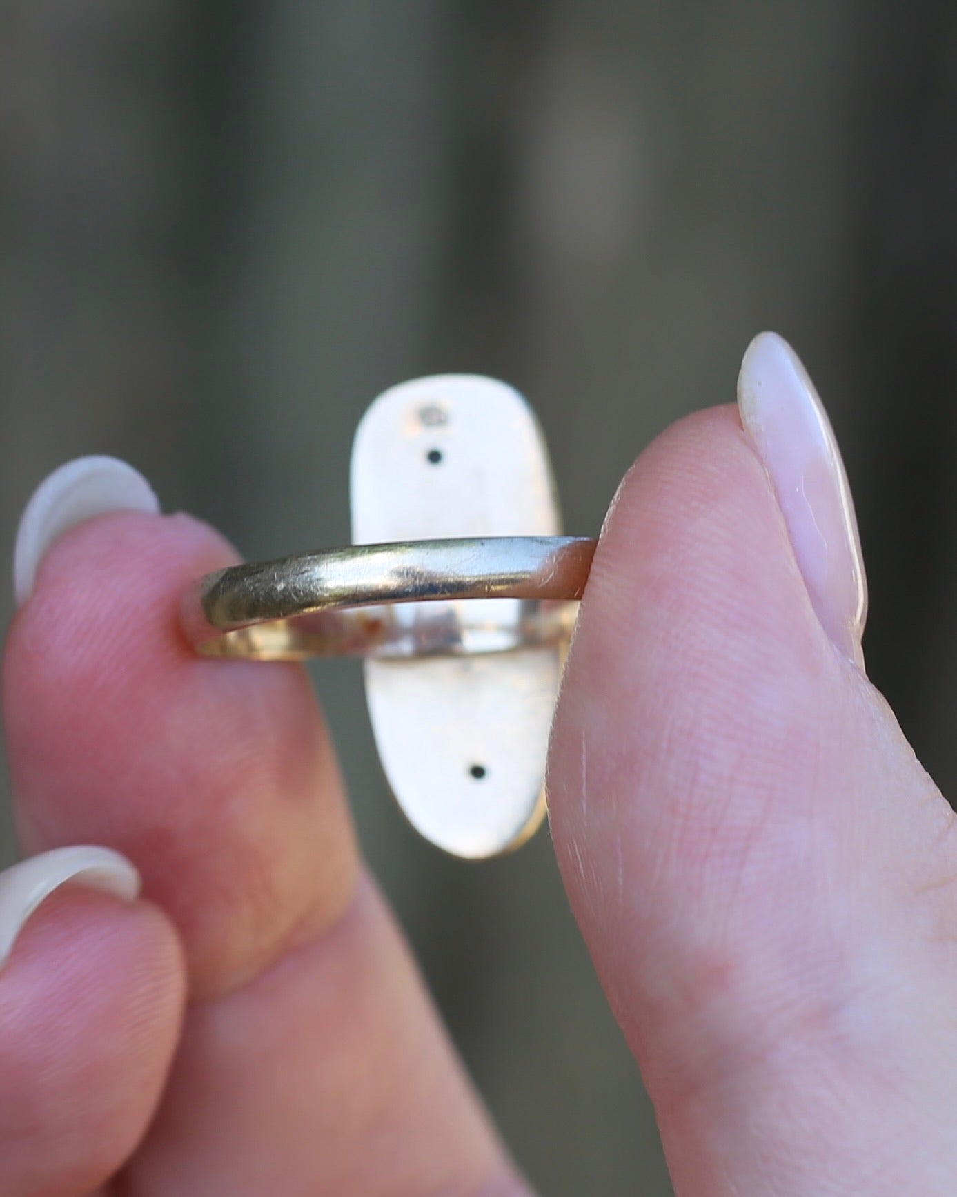 Rustic Freeform Labradorite Cabochon in Bezel Setting, 9ct Yellow Gold, size X1/2 or 11.75