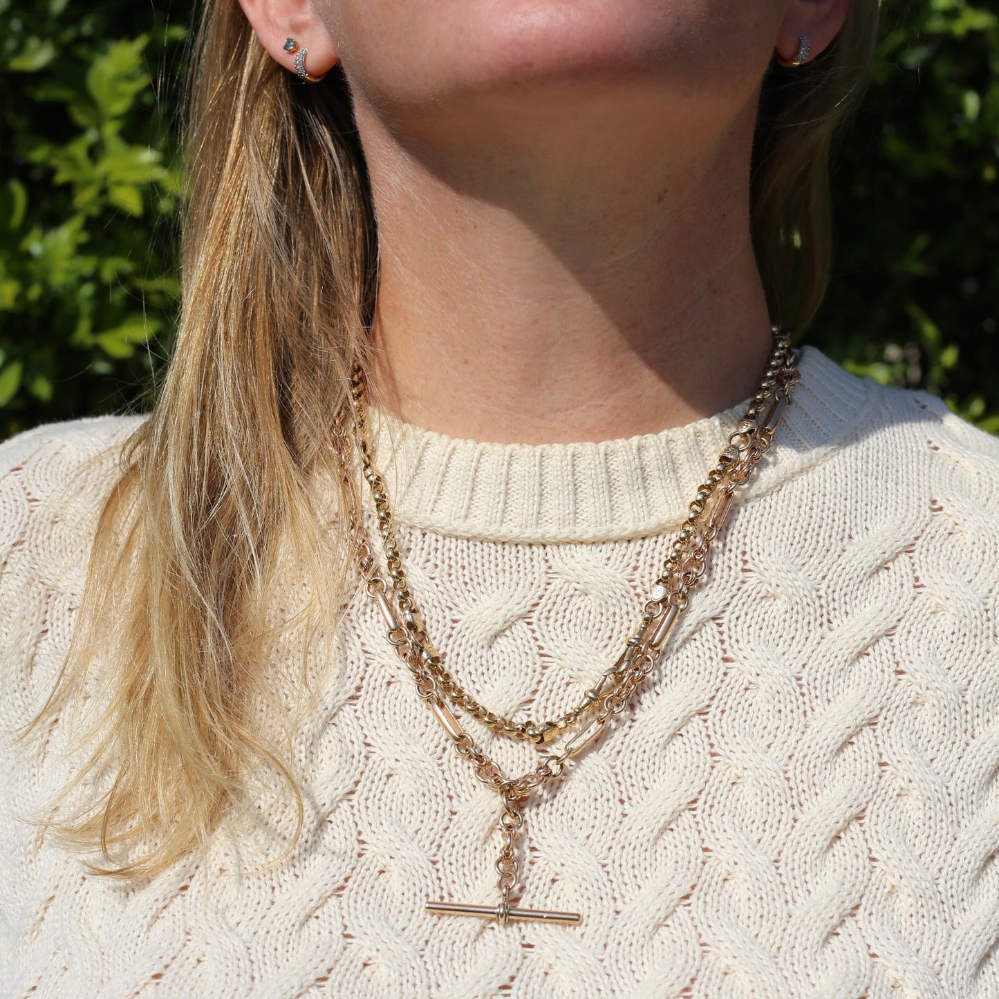 Vintage Belcher Chain with Gorgeous links and Double Albert Clasp, 9ct Gold, 49cm 23.62g