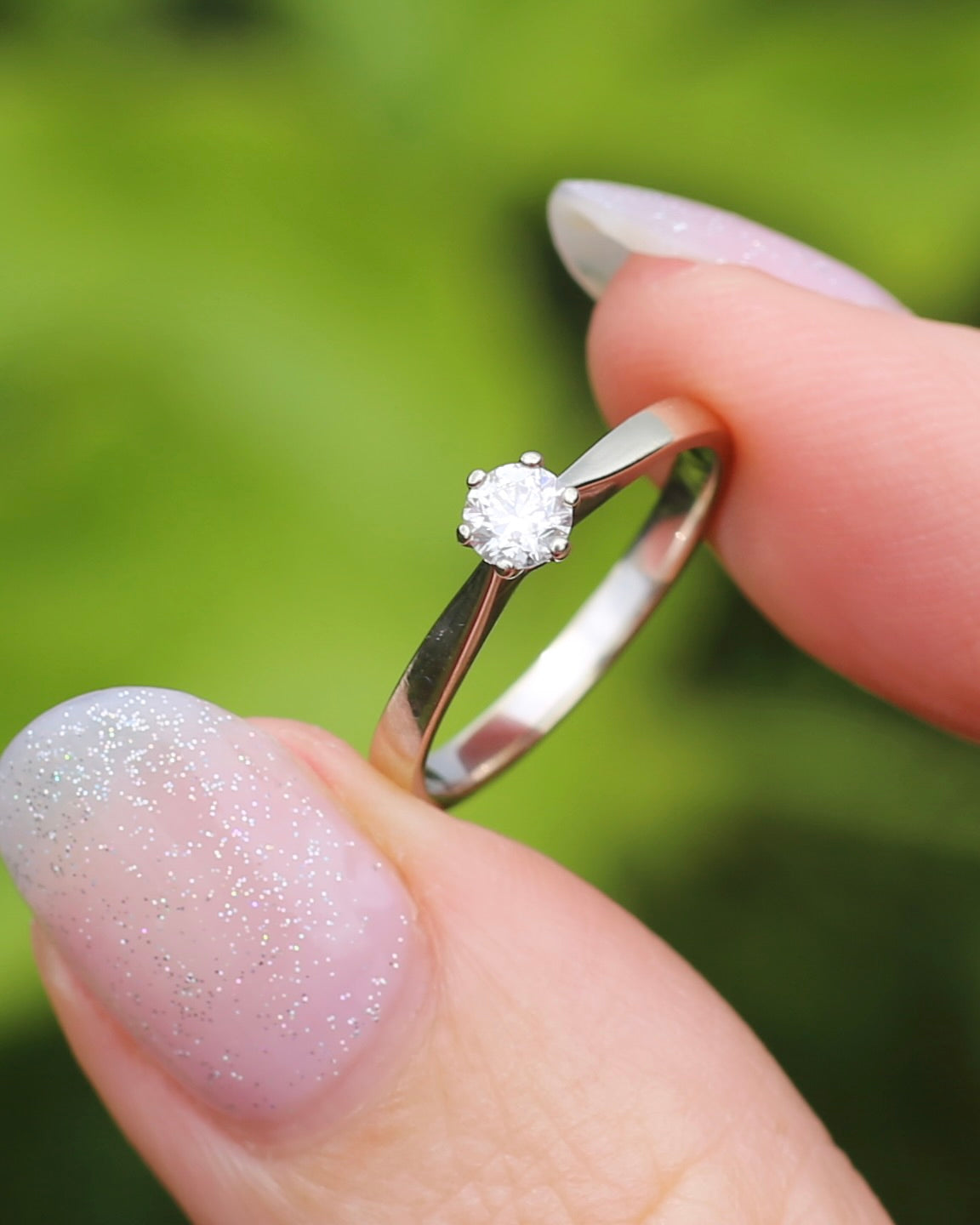 0.25ct Natural Diamond Solitaire, 18ct White Gold, 6 Claw, size L or 5.75, 2.09g