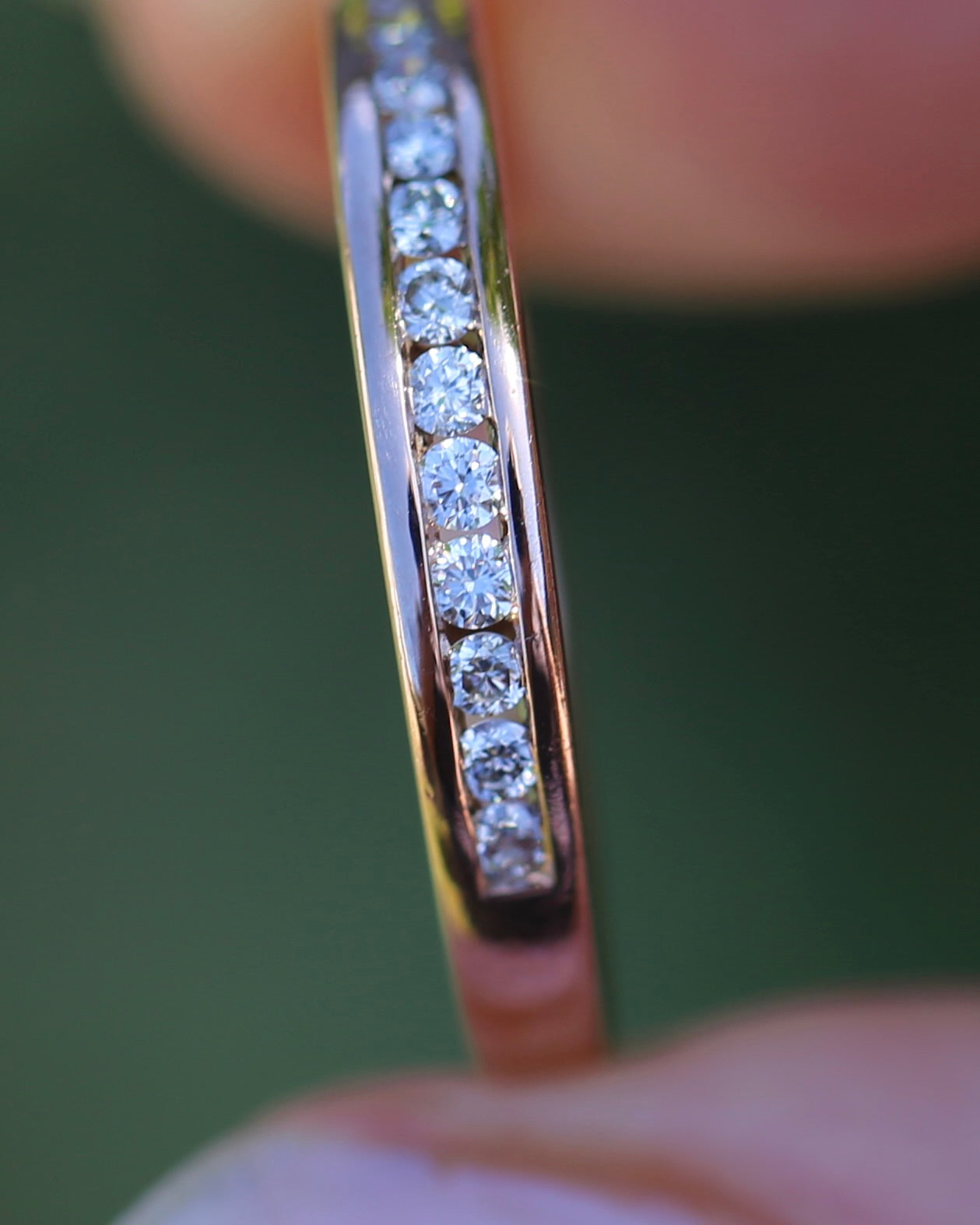 0.3ct Channel Set Natural Diamond Band, 9ct Rose Gold, size 7.25 or just over O, 1.6g