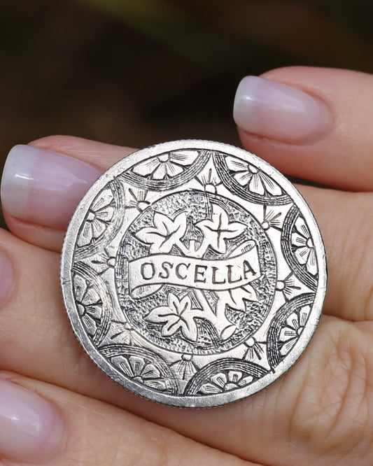 Antique Love Token Oscella Brooch 1900 British India One Rupee, 10.9g