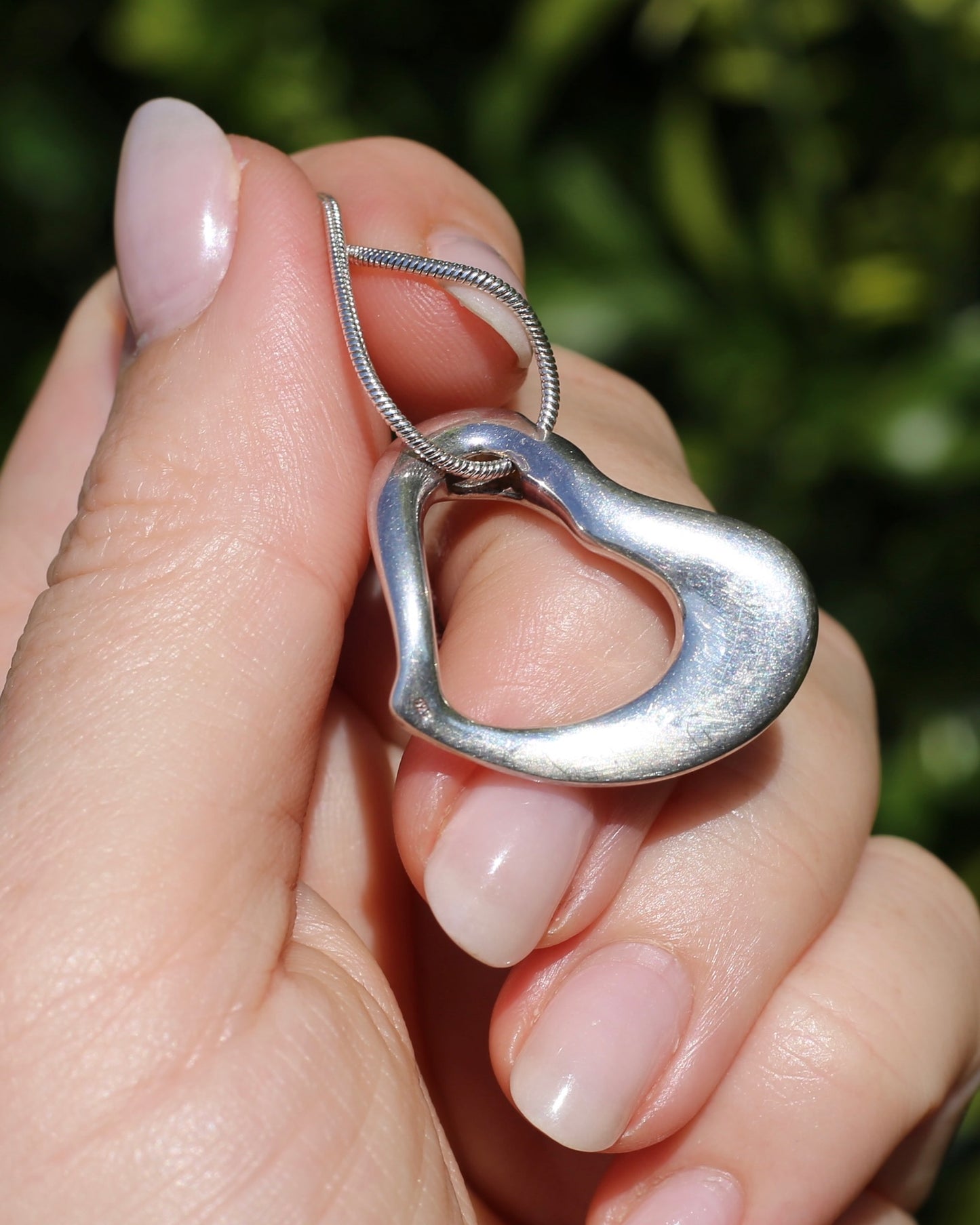 Chunky Heart Slider Pendant on Silver Snake Chain, 16.28g