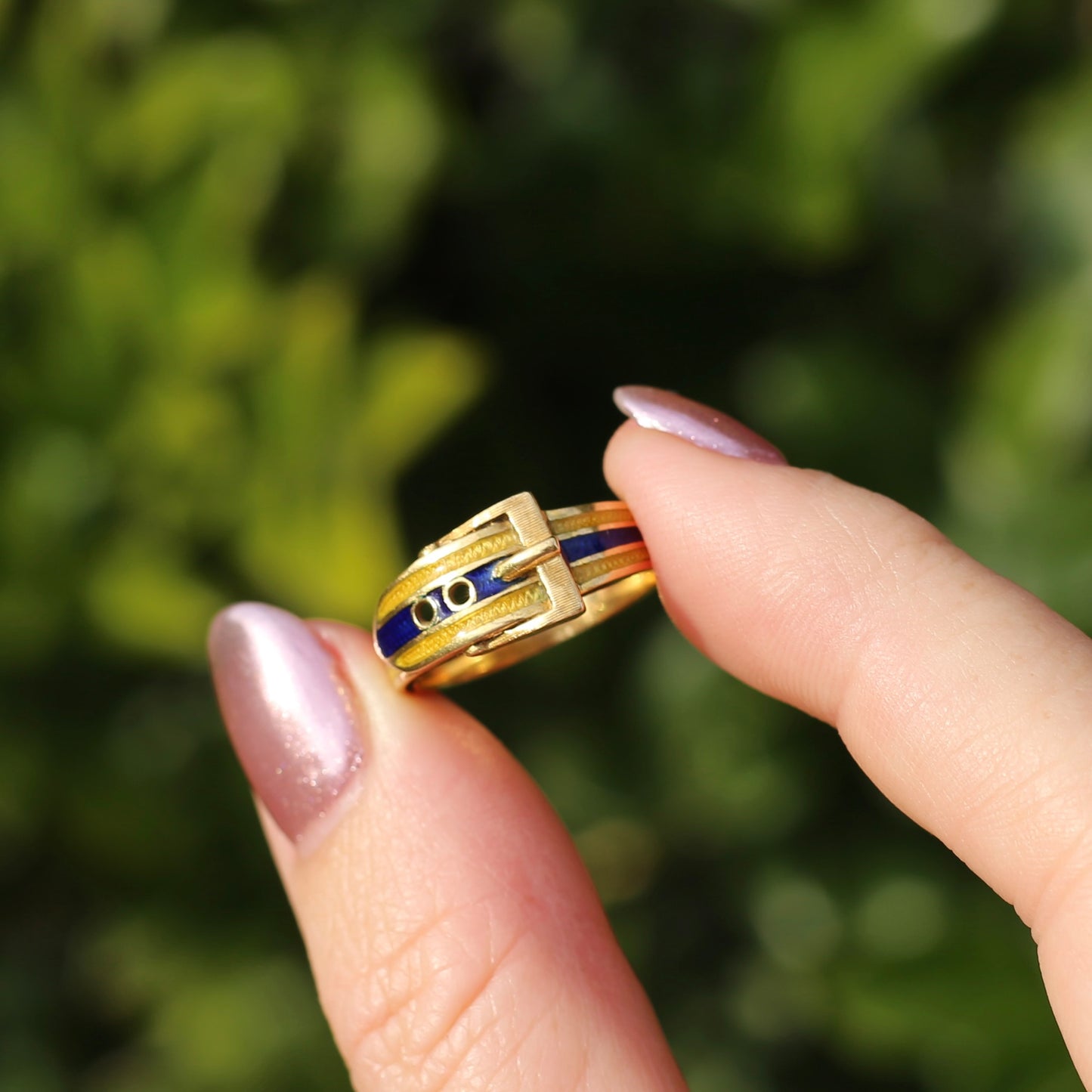 Victorian Enamel Buckle Ring size N1/2 or 7