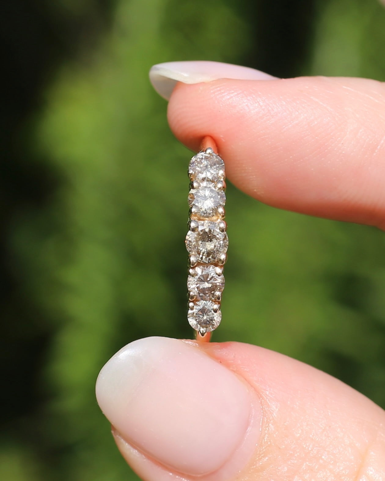 ON HOLD Five Stone Champagne Diamond Ring, 14ct Yellow Gold, size S1/2 or 9.25, 2.6g, with valuation