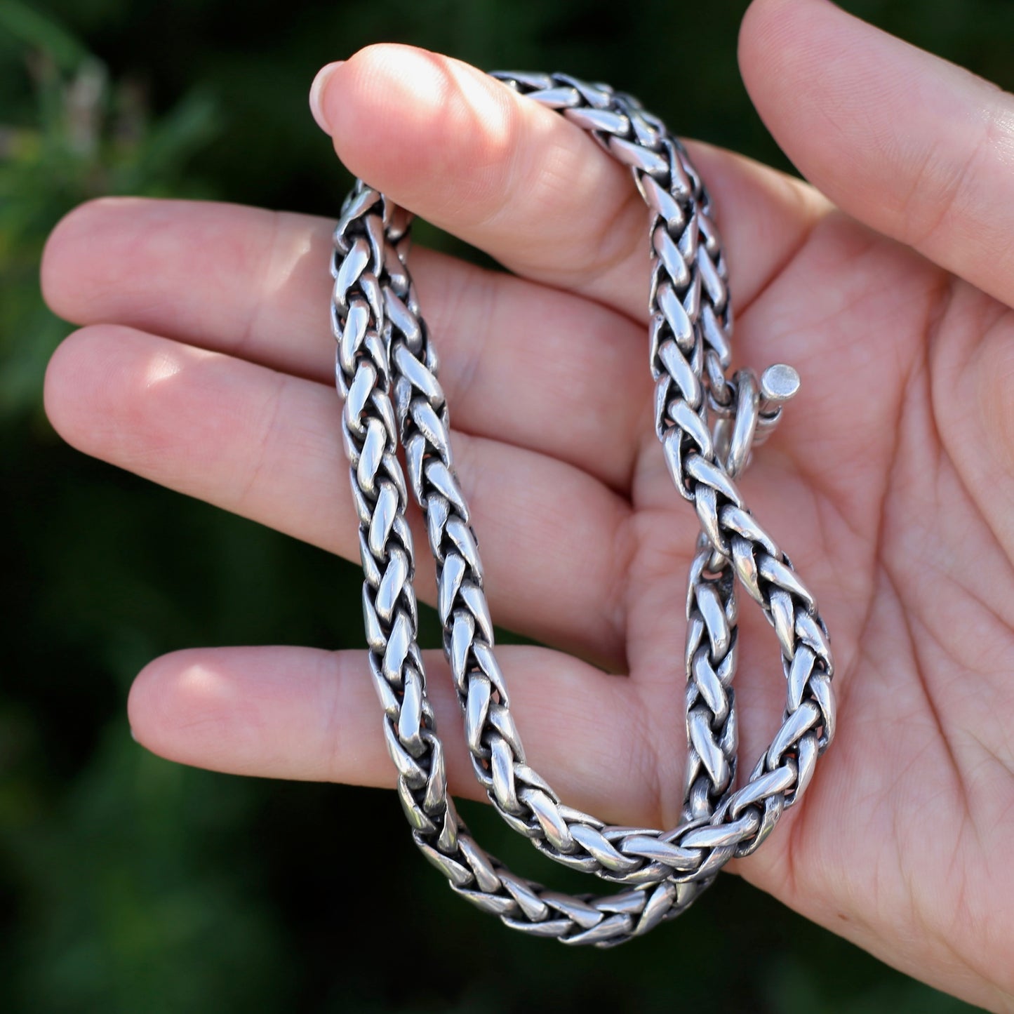 Chunky Plaited Silver Chain with T-Bar Toggle Clasp, 18inches or 46cm