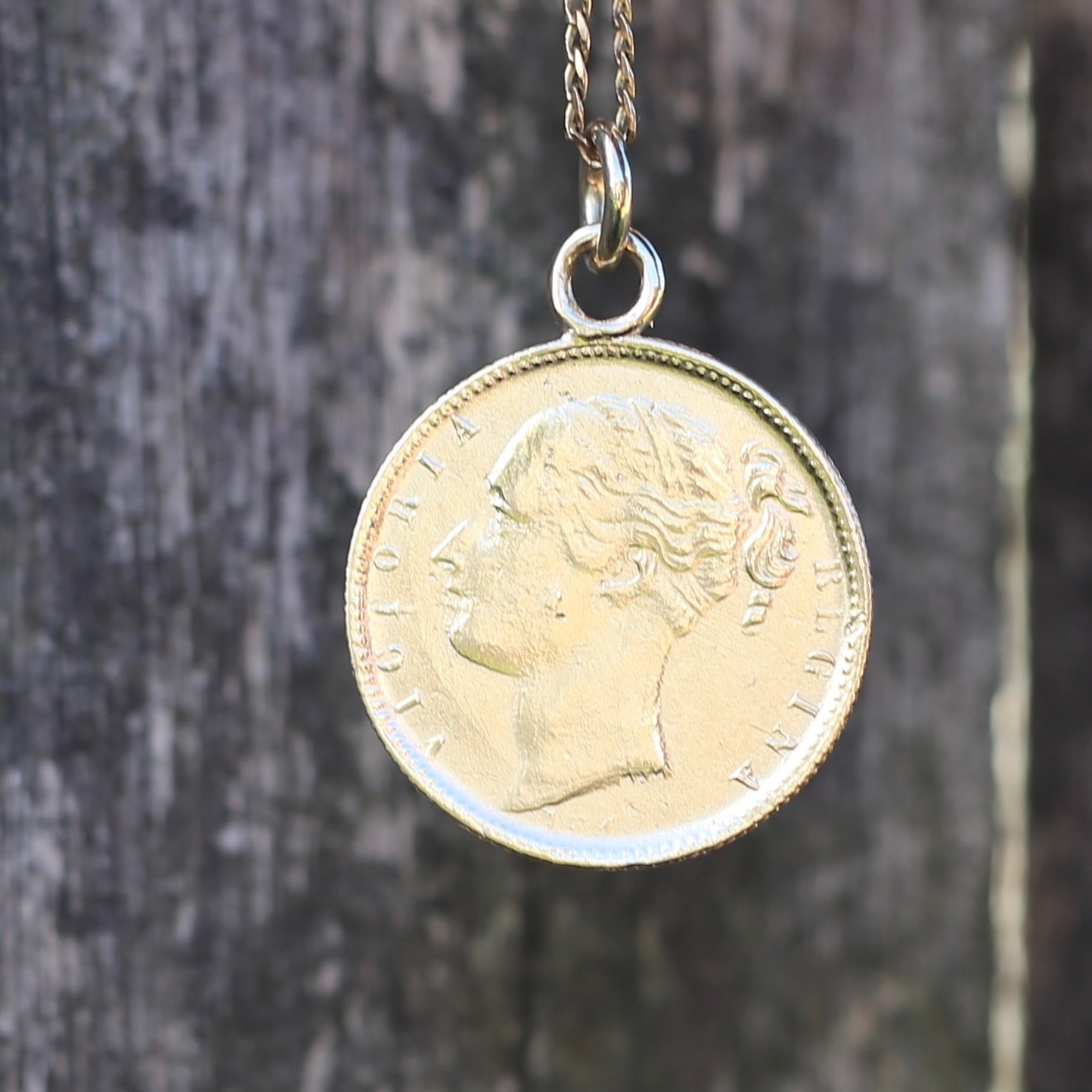 Keep Your Temper Gambling Token Pendant - Queen Victoria Reverse, Silver and 9ct Gold