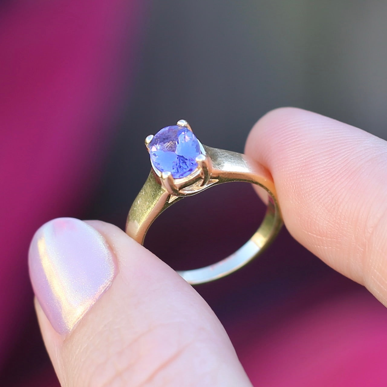 1.25ct Oval Tanzanite Ring, 14ct Yellow Gold, size N or just over 6.5