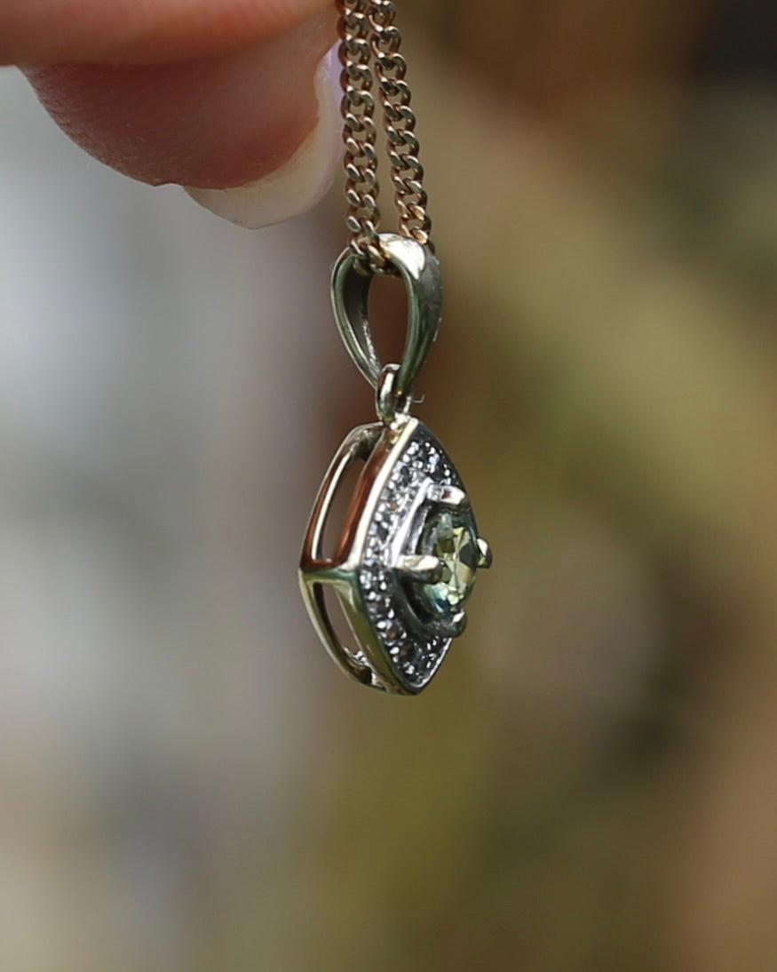 0.45ct Parti and Diamond Pendant, 9ct Yellow and White Gold, 0.9g