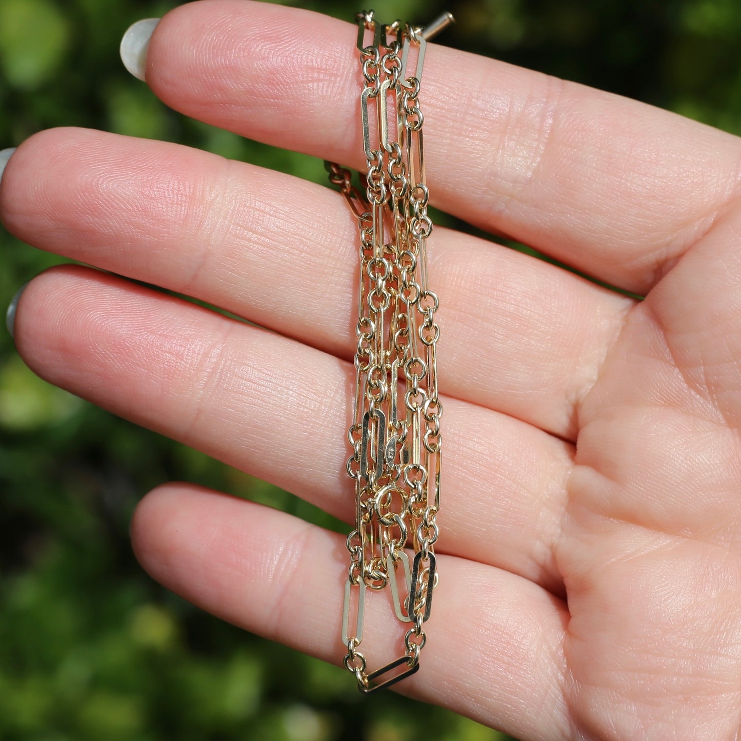 Delicate Paperclip Chain with T-bar, 9ct Yellow Gold, 47cm with 1cm T-Bar drop