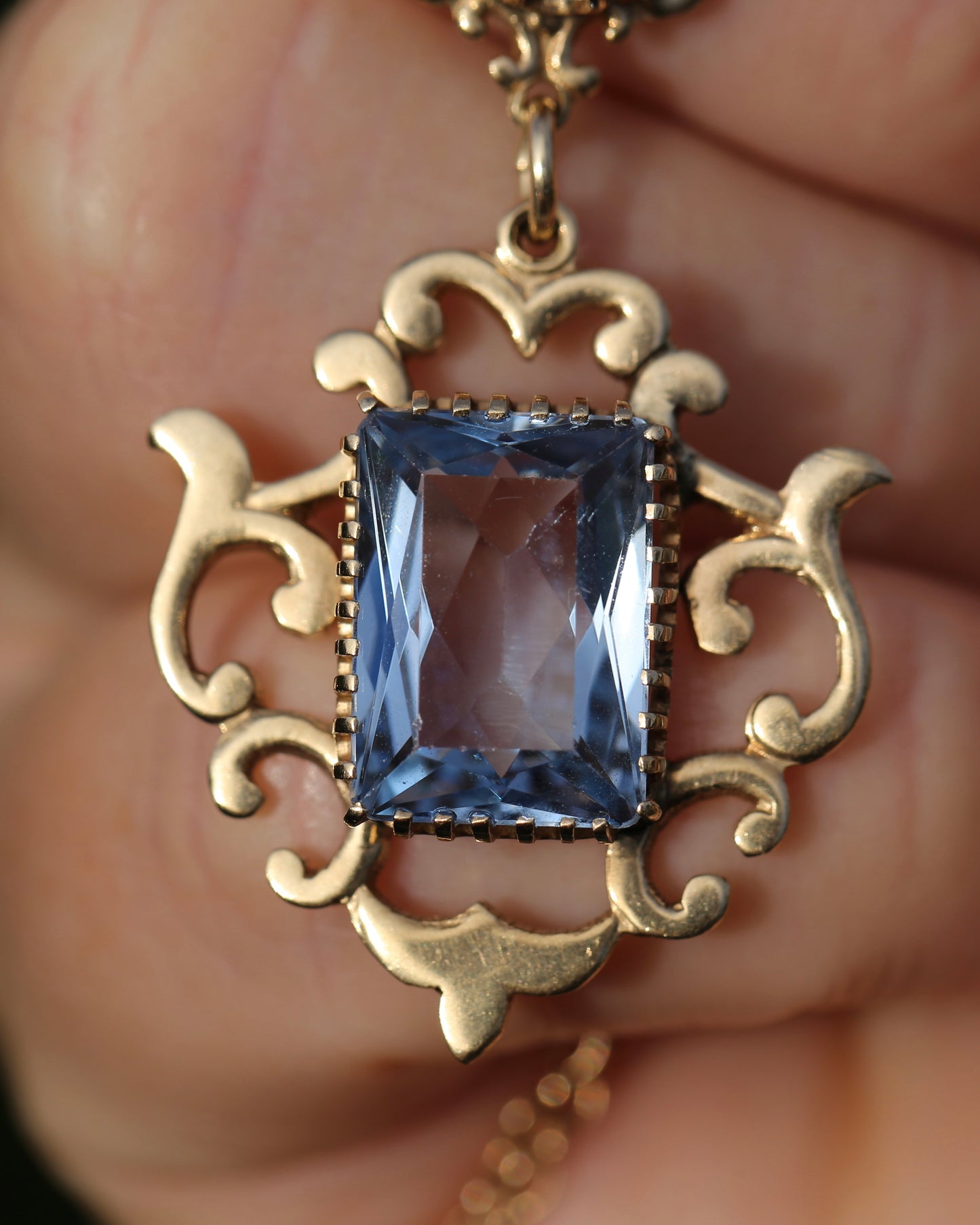 Vinitique Blue Spinel Necklace, 9ct Yellow and Old Rosey Gold, 42cm or 16.5 inches, 9.56g