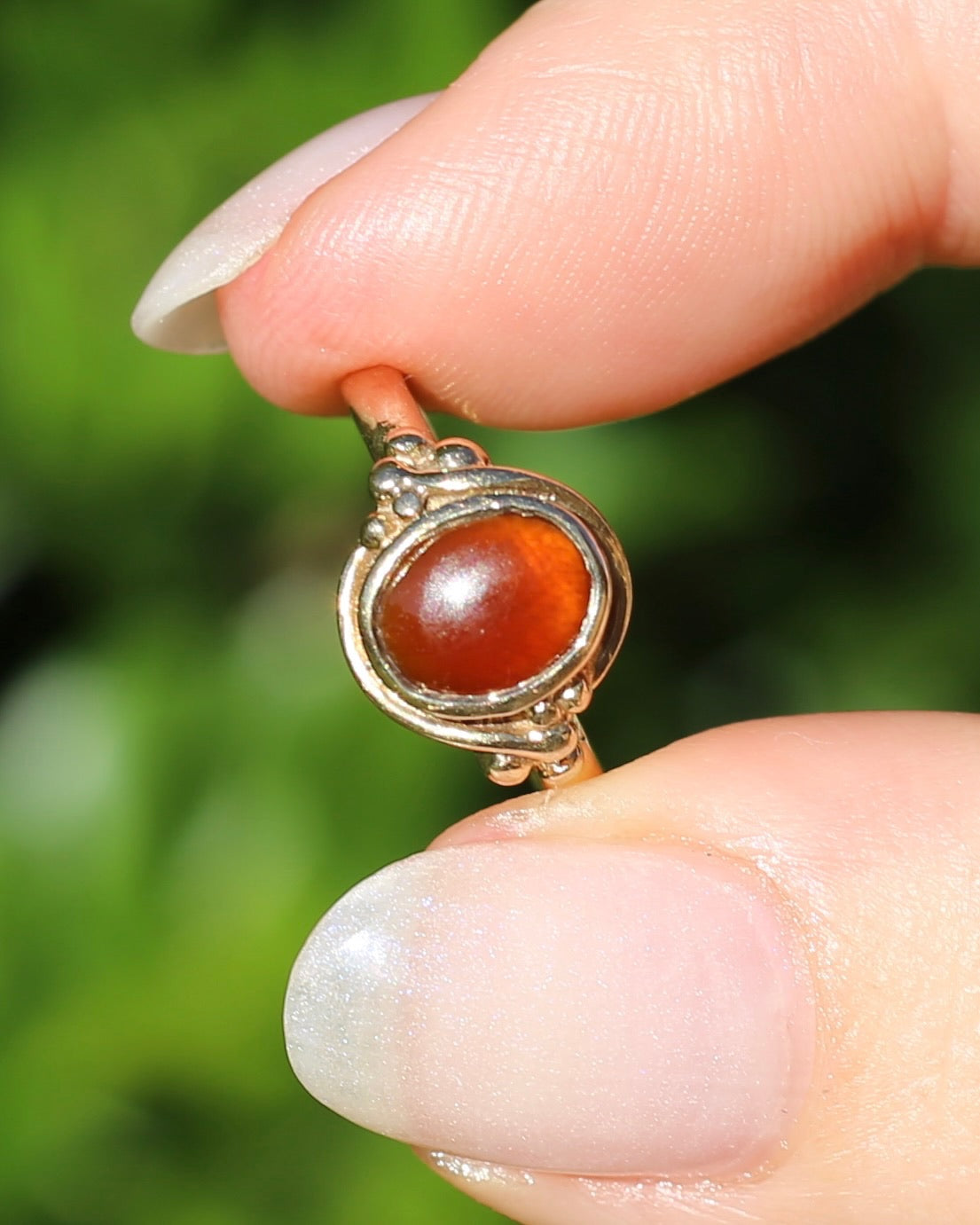Bezel Set Carnelian Cabochon Signet Type Ring, 9ct Yellow Gold, size I1/2 or 4.5