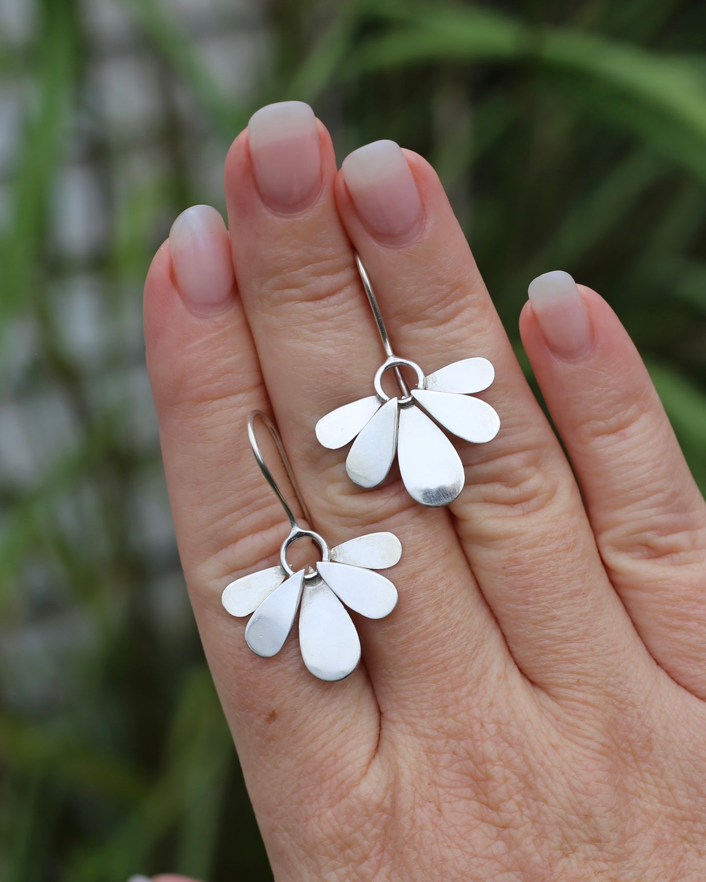 Hand Made Floral Inspired Earring Wires, Sterling Silver, 3.83g