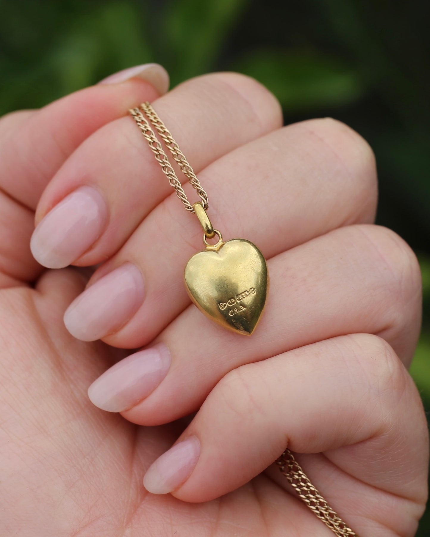 Antique 1903 Made 15ct Puffy Heart With Old Cut Sapphire and Rose Cut Diamonds, 15ct Yellow Gold, 1.59g
