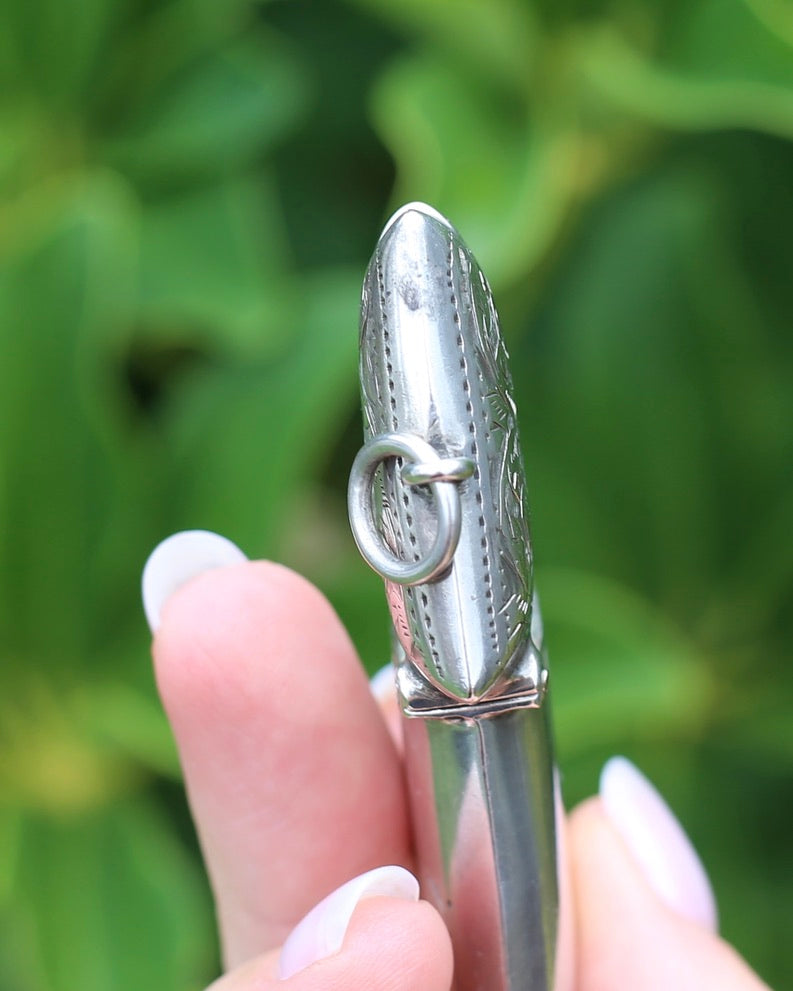 Antique 1898- 1899 Silver Vesta Case, With Leaf Design, initials FK 24.8g