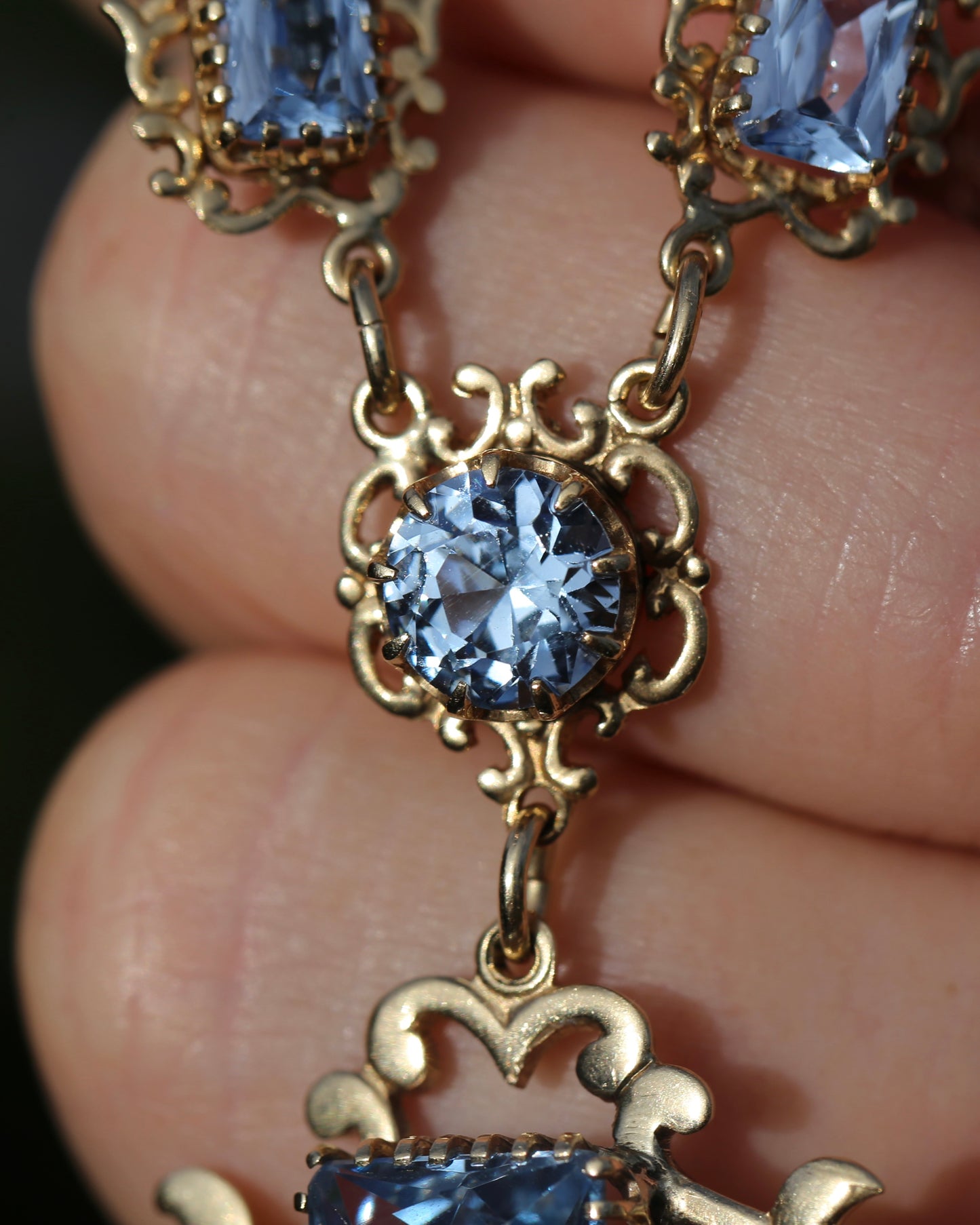 Vinitique Blue Spinel Necklace, 9ct Yellow and Old Rosey Gold, 42cm or 16.5 inches, 9.56g