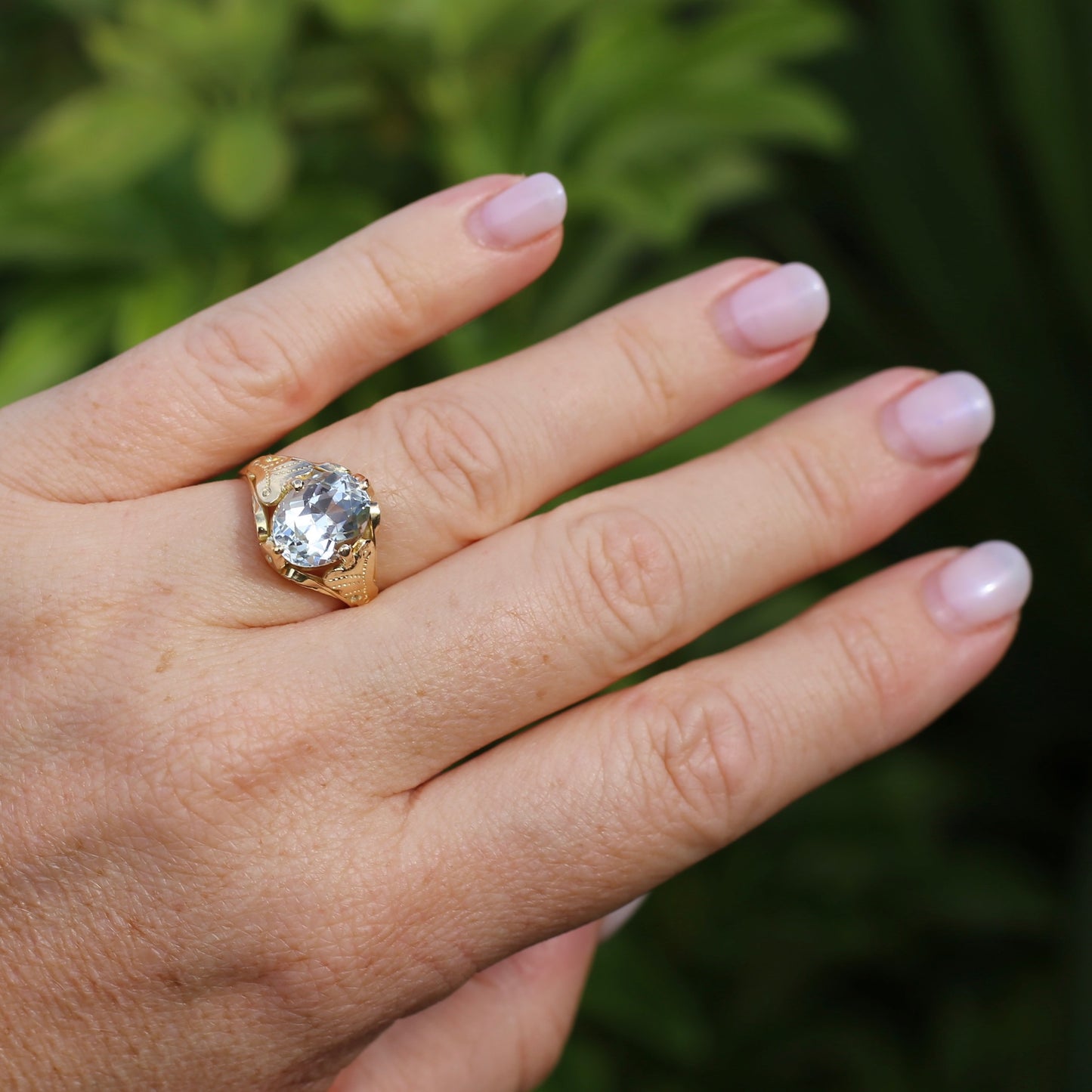 3.26ct Oval Natural Aquamarine in Hand Crafted 18ct Yellow Gold Ring, size P or 7.5, with Valuation