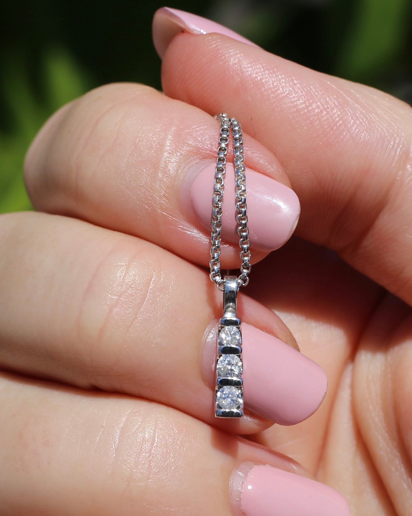 Second Glance - 0.2ct Natural Diamond Trilogy Pendant, 9ct White Gold, 0.87g