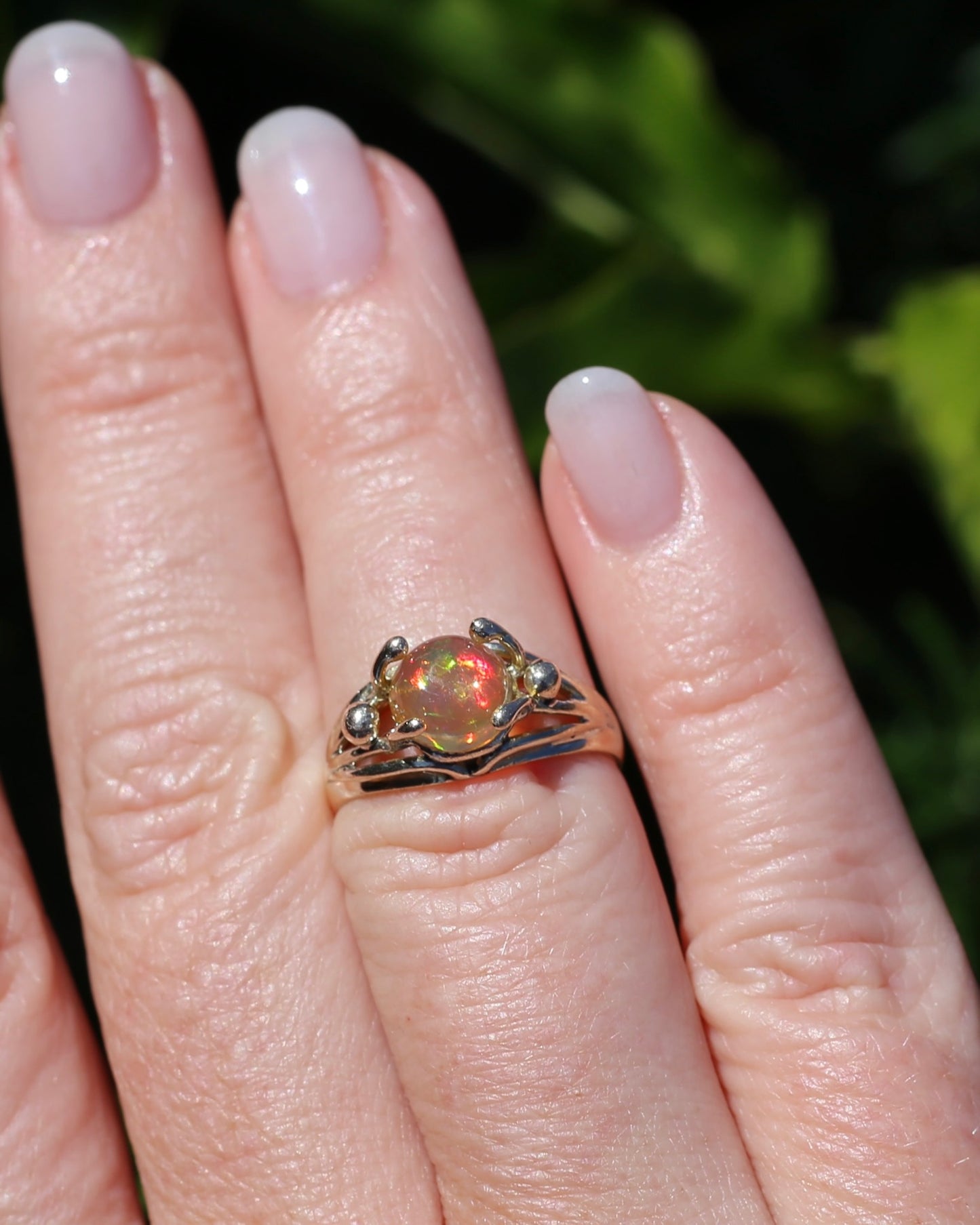 Mexican Opal Cabochon Ring, 14ct Yellow Gold, size 6 or L1/2