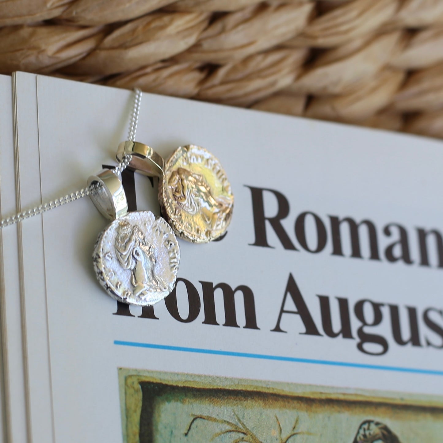 Faustina the Elder Coin Pendant,Cast From a 141-161AD Silver Denarius, avail in  Silver and Gold