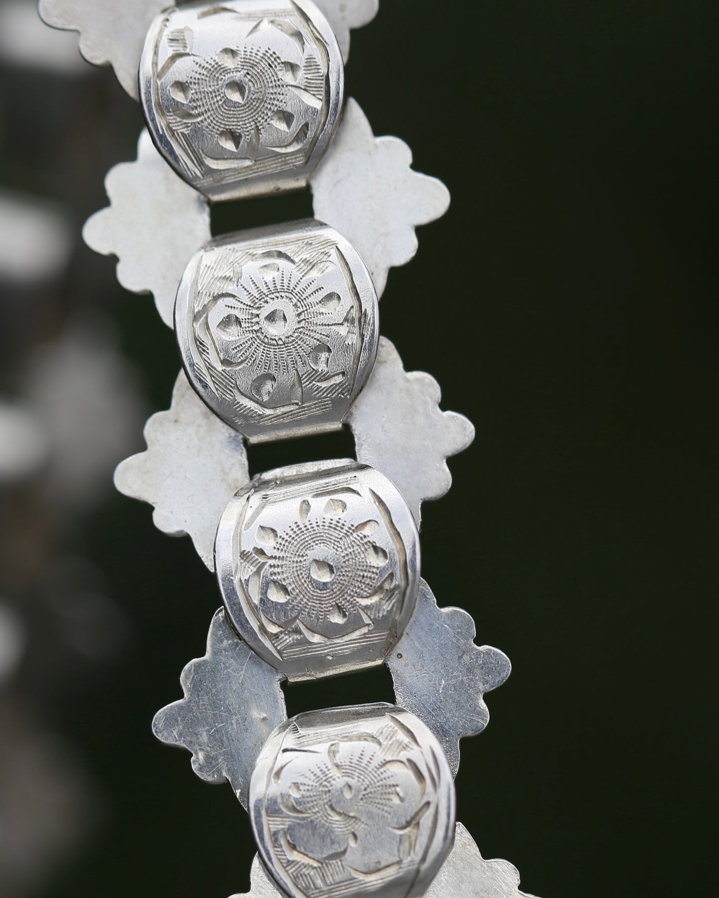 Antique Victorian Floral Book Chain, Silver, 45cm or 7.75 inches, 22.43g