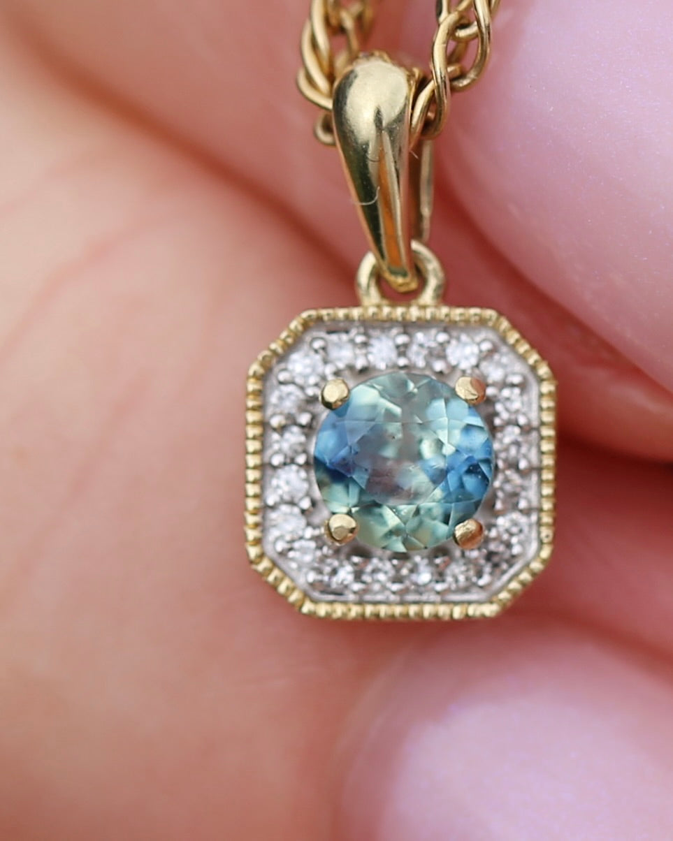 4mm Parti and Diamond Pendant, 9ct Yellow and White Gold, 0.52g
