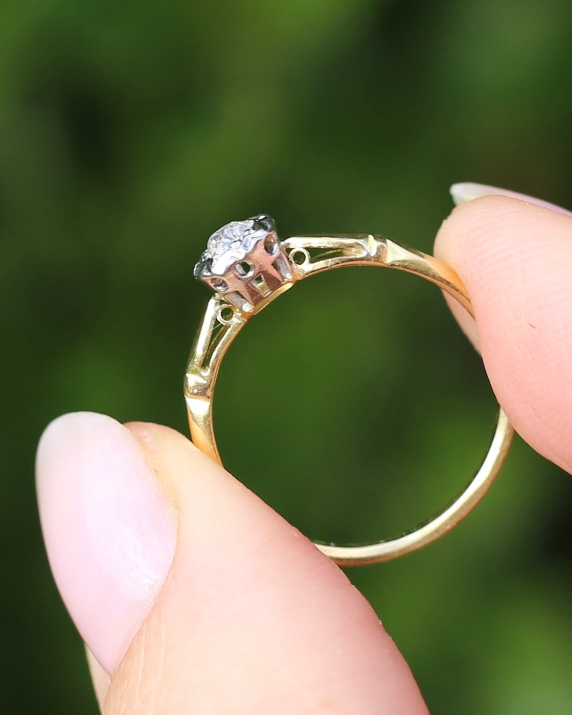Circa 1930s Old Cut Solitaire, 18ct Yellow Gold and Diamond, size 7 or N1/2
