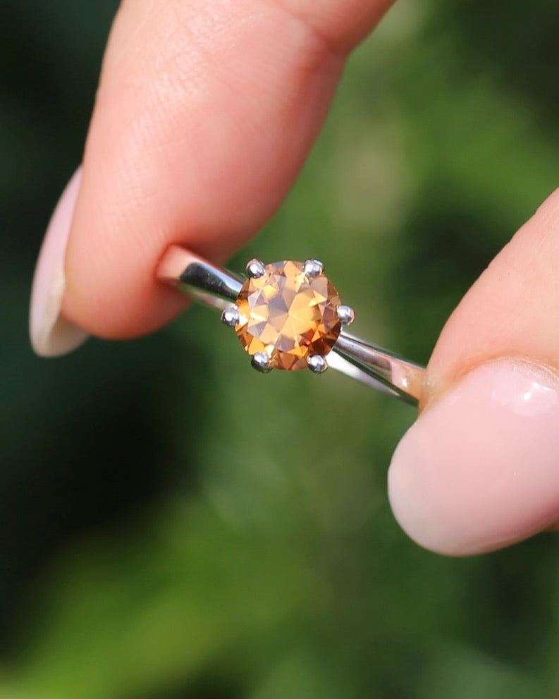 1.9ct Australian Zircon Solitaire, 6 claw set Sterling Silver, size P1/2 or 8, 3.0g