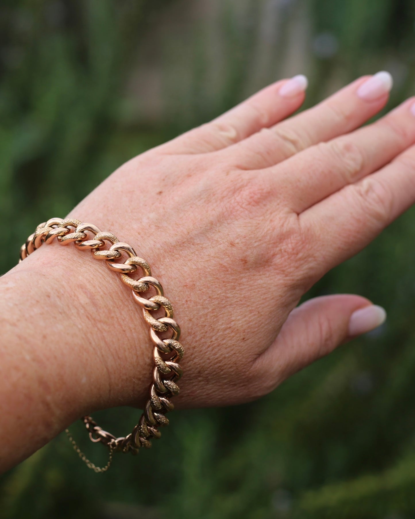 20.5cm Old Rose Gold Semi Hollow Day and Night Bracelet, 9ct Old Rose Gold, 17.29g
