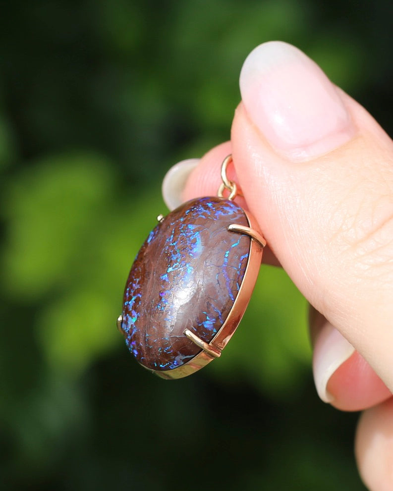Australian Boulder Opal Pendant, 9ct Yellow Gold, 5.41g