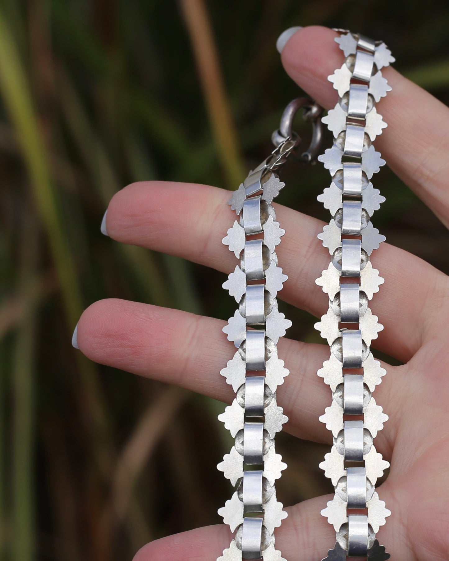 Antique Victorian Floral Book Chain, Silver, 45cm or 7.75 inches, 22.43g