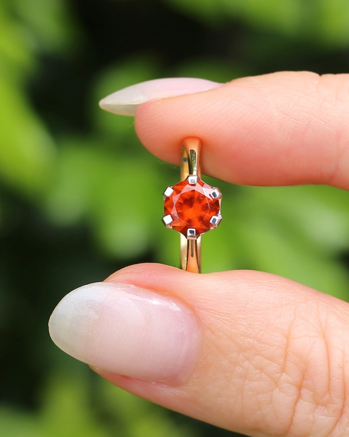 East African 1.28ct Vivid Orange Spessartite Garnet, Vintage 18ct Mixed Metal Setting, size L or 5.75 with valuation