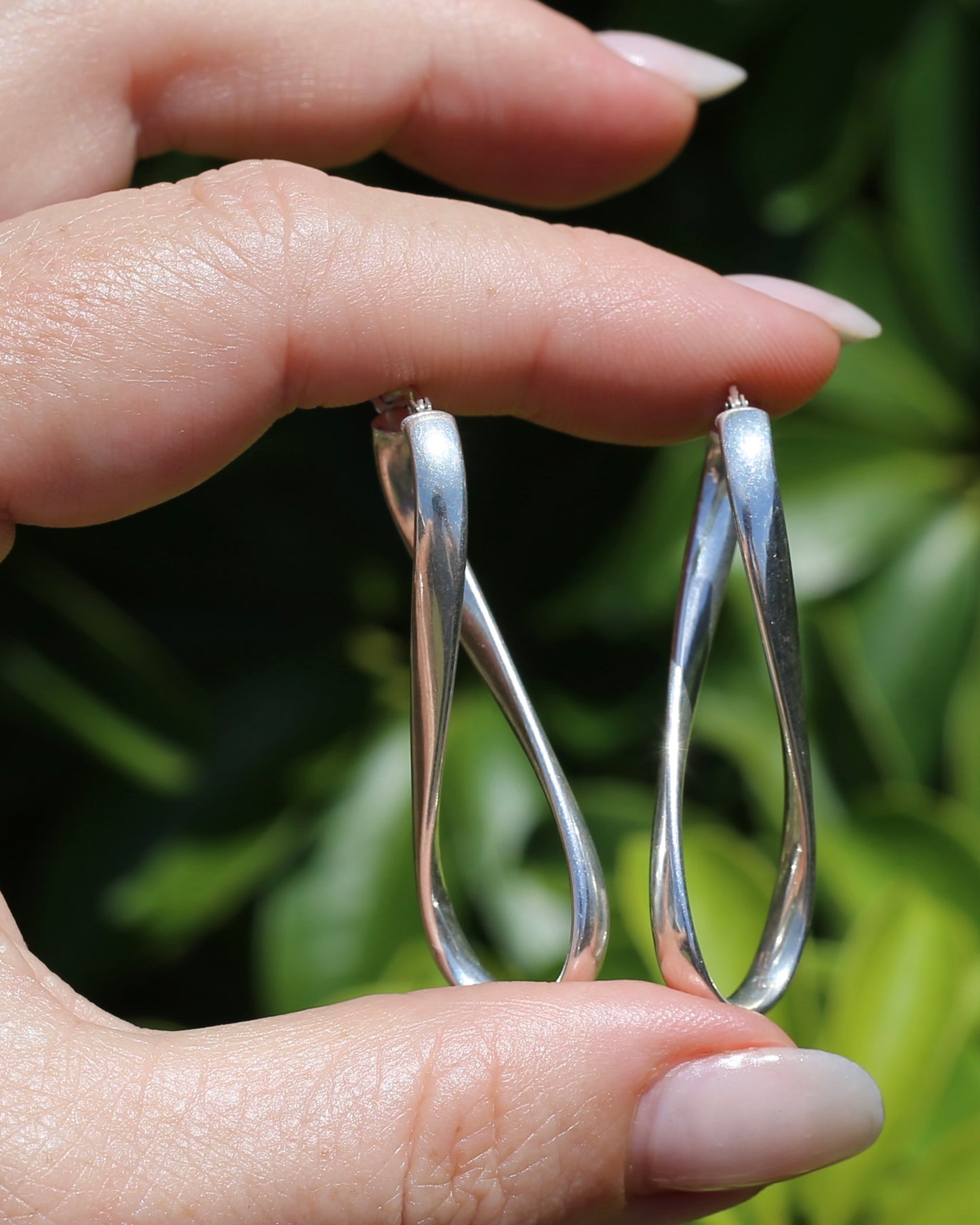 Italian Made Silver Hollow Infinity Hoop Earrings, Sterling Silver, 4.3g