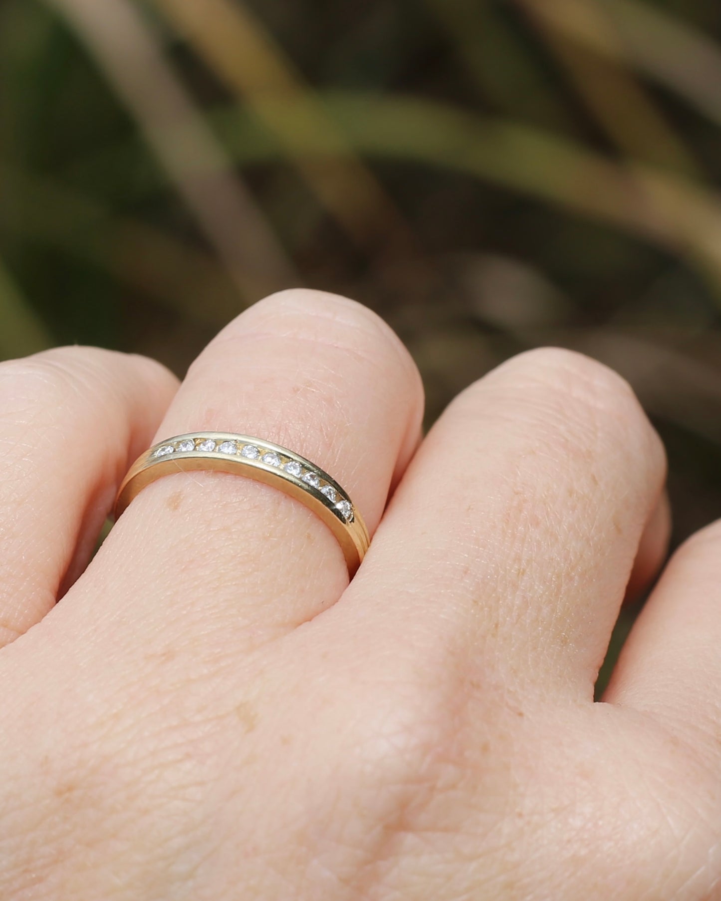 0.2ct Channel Set Natural Diamond Band, 9ct Yellow Gold, size P or just over 7.5, 1.78g