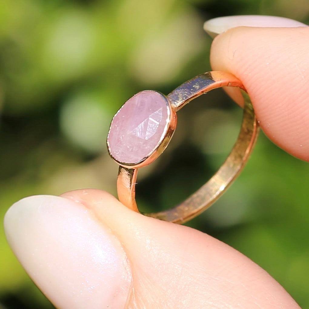 Rose Cut Pink Sapphire Ring, 14ct Rose Gold, size 6 or L1/2