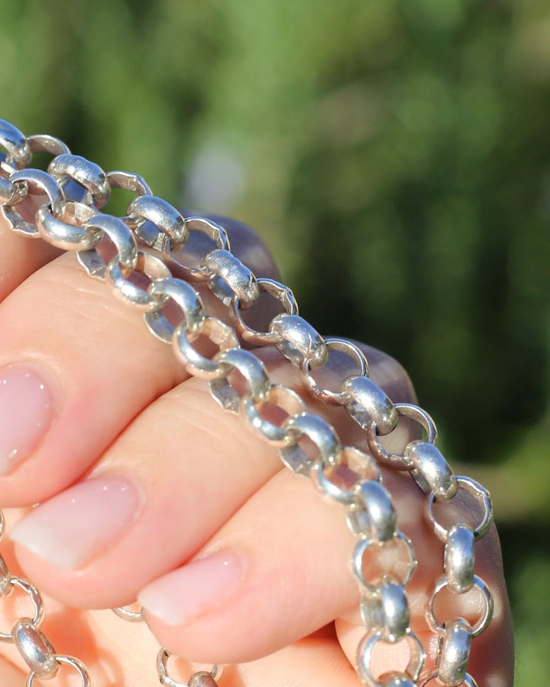 Chunky Silver Belcher Chain With Italian Bolt Clasp and large finals, 45.5cm or 18 inches, 36.9g