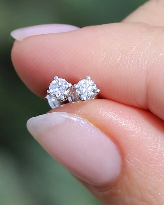 0.25ct TDW Diamond 4 Claw Studs, 9ct White Gold, 0.77g