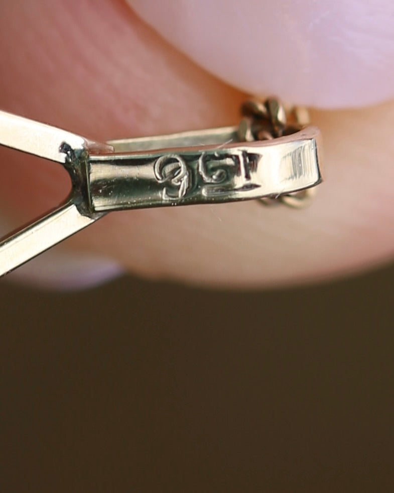 Modified Carre Cut Unheated Green Natural Sapphire in Handmade Vintage Pendant, 9ct Yellow Gold, 0.78g