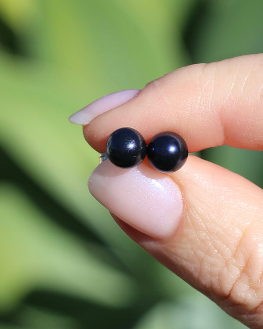 7mm Dyed Freshwater Pearl Studs, 14ct Yellow Gold, 1.38g