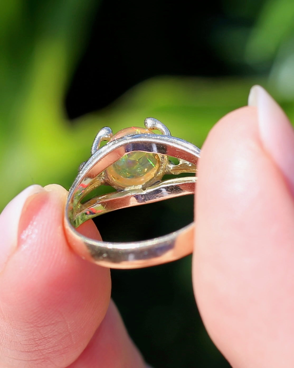 Mexican Opal Cabochon Ring, 14ct Yellow Gold, size 6 or L1/2
